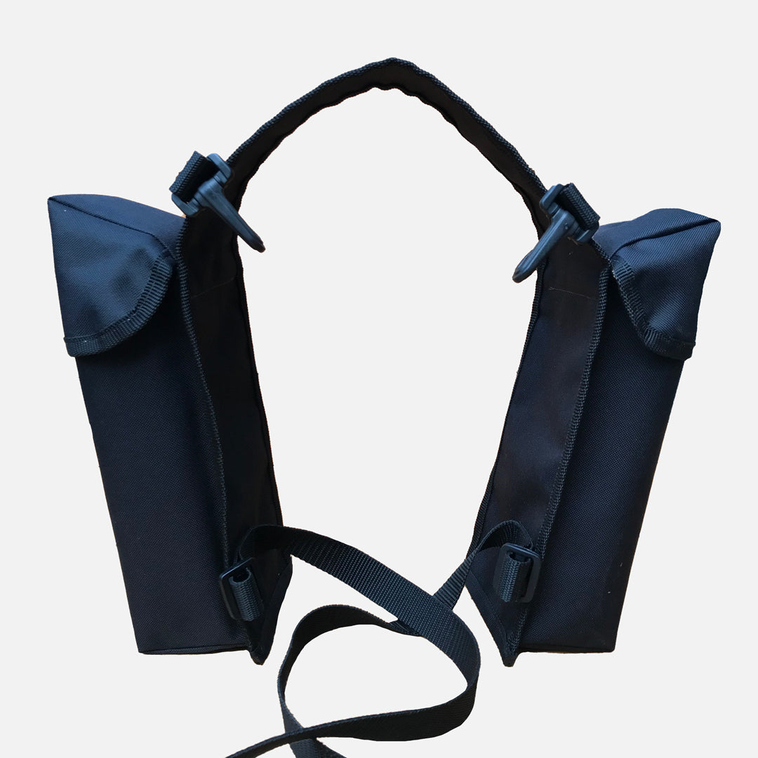 Load image into Gallery viewer, Freerein equipment bottle bag, view showing how the bags sit over the withers
