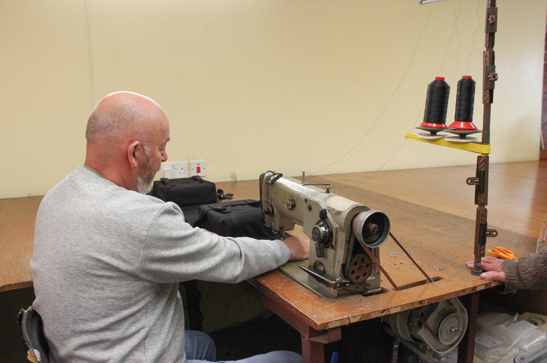 Load image into Gallery viewer, Freerein equipment saddle bags at the small factory in creation
